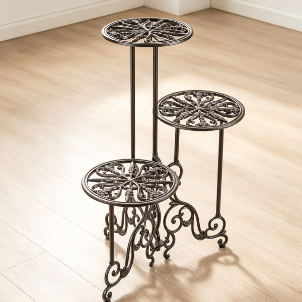 24" 3 Tier Cast Iron Folding Plant Stand